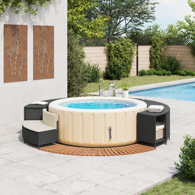 Load image into Gallery viewer, Vidaxl hottub-ombouw poly rattan en massief acaciahout zwart
