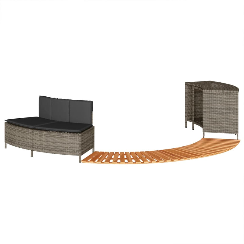 Load image into Gallery viewer, Vidaxl hottub-ombouw poly rattan massief acaciahout grijs

