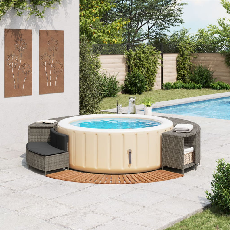 Load image into Gallery viewer, Vidaxl hottub-ombouw poly rattan massief acaciahout grijs
