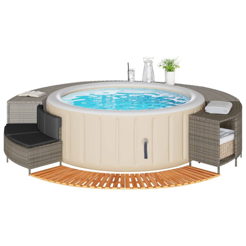 Load image into Gallery viewer, Vidaxl hottub-ombouw poly rattan massief acaciahout grijs
