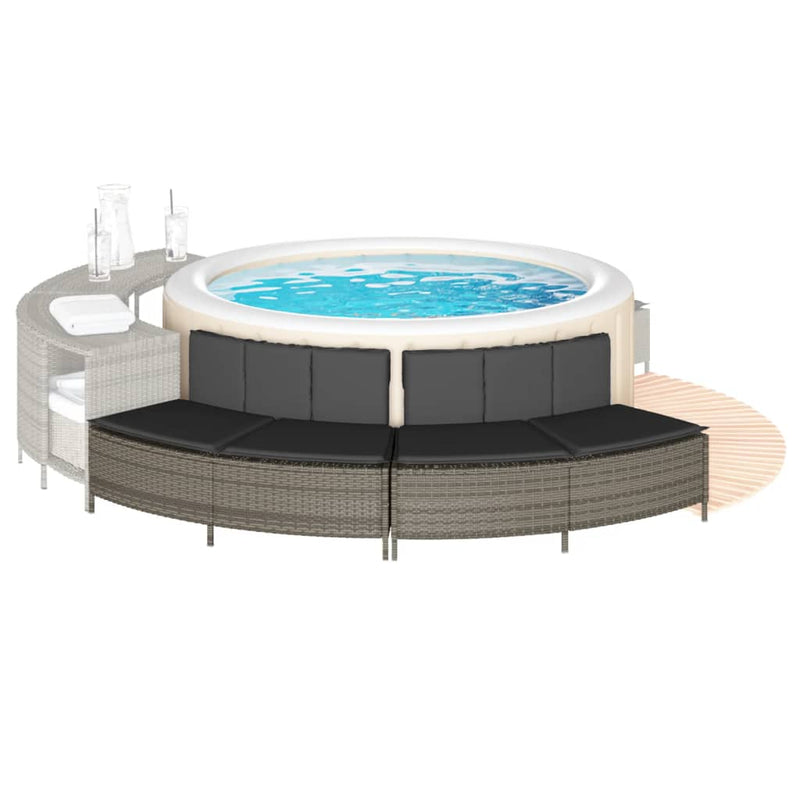 Load image into Gallery viewer, Vidaxl hottub-bankjes met kussens 2 st poly rattan grijs
