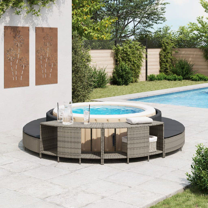 Load image into Gallery viewer, Vidaxl opbergschappen voor hottub 2 st poly rattan grijs
