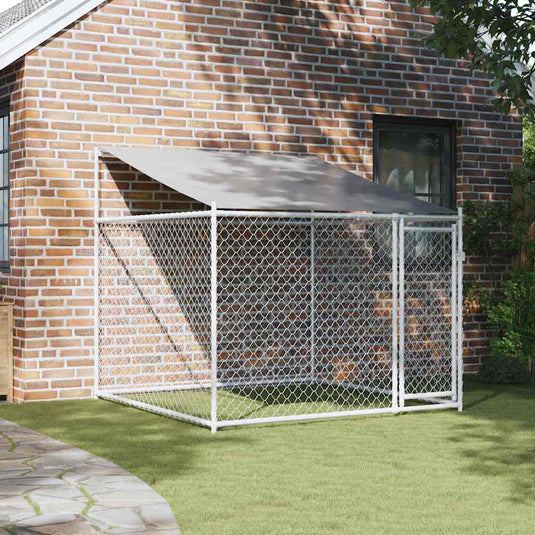 Vidaxl hondenhok met dak en deur 2x2x2 m gegalvaniseerd staal grijs