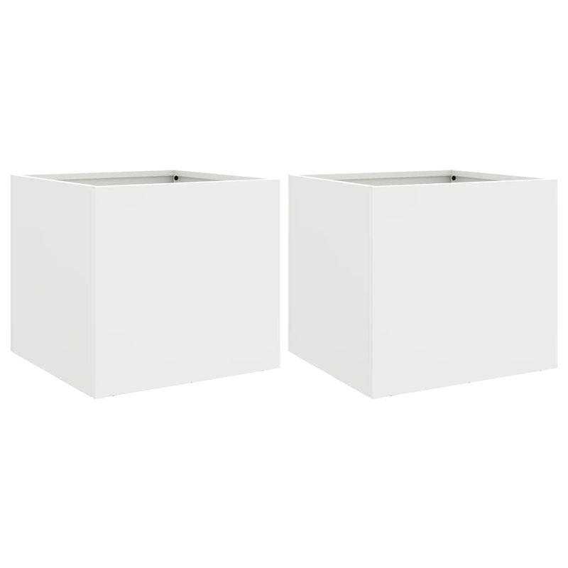 Load image into Gallery viewer, Vidaxl plantenbakken 2 st 32x30x29 cm staal wit
