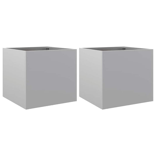 Vidaxl plantenbakken 2 st 32x30x29 cm gegalvaniseerd staal zilverkleur