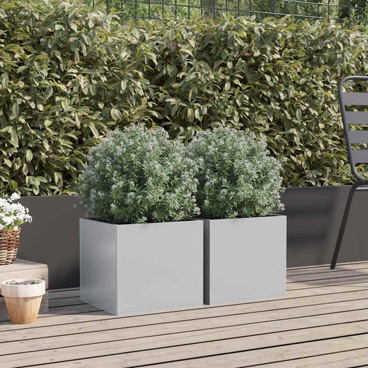 Vidaxl plantenbakken 2 st 32x30x29 cm gegalvaniseerd staal zilverkleur