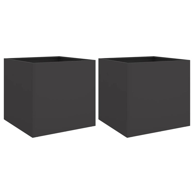 Load image into Gallery viewer, Vidaxl plantenbakken 2 st 42x40x39 cm staal zwart
