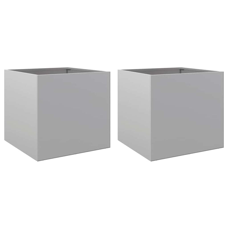 Load image into Gallery viewer, Vidaxl plantenbakken 2 st 42x40x39 cm gegalvaniseerd staal zilverkleur
