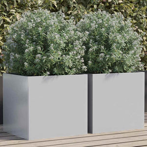 Vidaxl plantenbakken 2 st 42x40x39 cm gegalvaniseerd staal zilverkleur