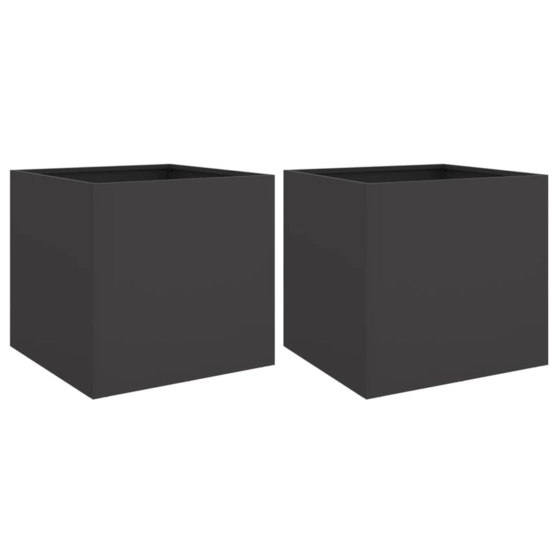 Load image into Gallery viewer, Vidaxl plantenbakken 2 st 49x47x46 cm staal zwart
