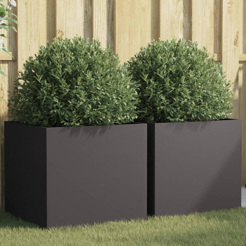 Load image into Gallery viewer, Vidaxl plantenbakken 2 st 49x47x46 cm staal zwart
