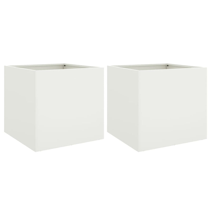 Load image into Gallery viewer, Vidaxl plantenbakken 2 st 49x47x46 cm staal wit

