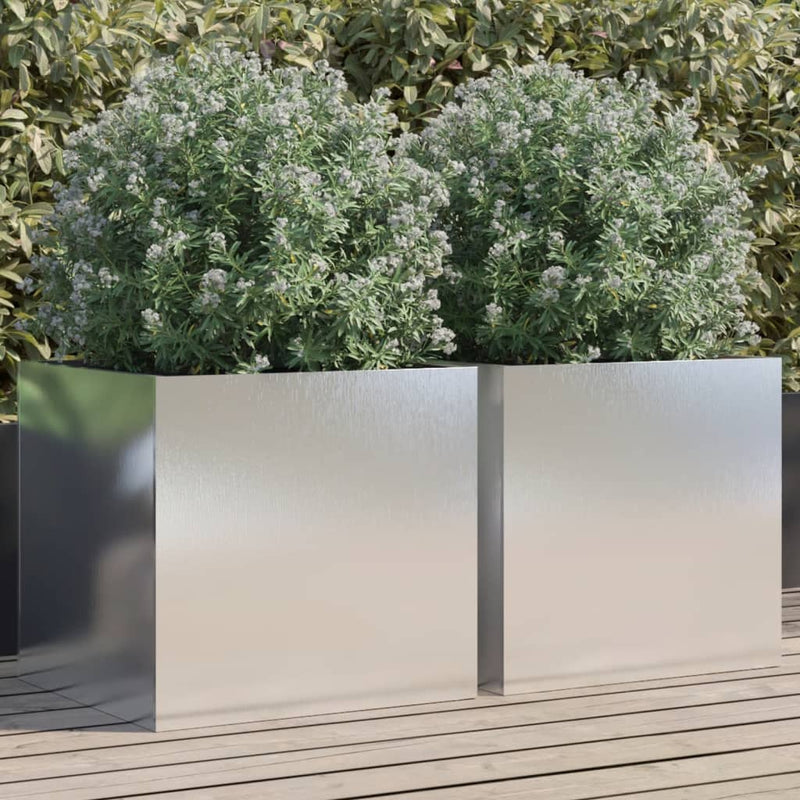 Load image into Gallery viewer, Vidaxl plantenbakken 2 st 49x47x46 cm roestvrij staal zilverkleurig
