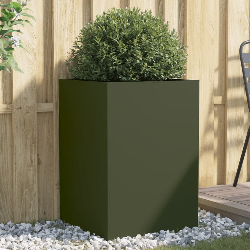 Load image into Gallery viewer, Vidaxl plantenbak 52x48x75 cm staal olijfgroen
