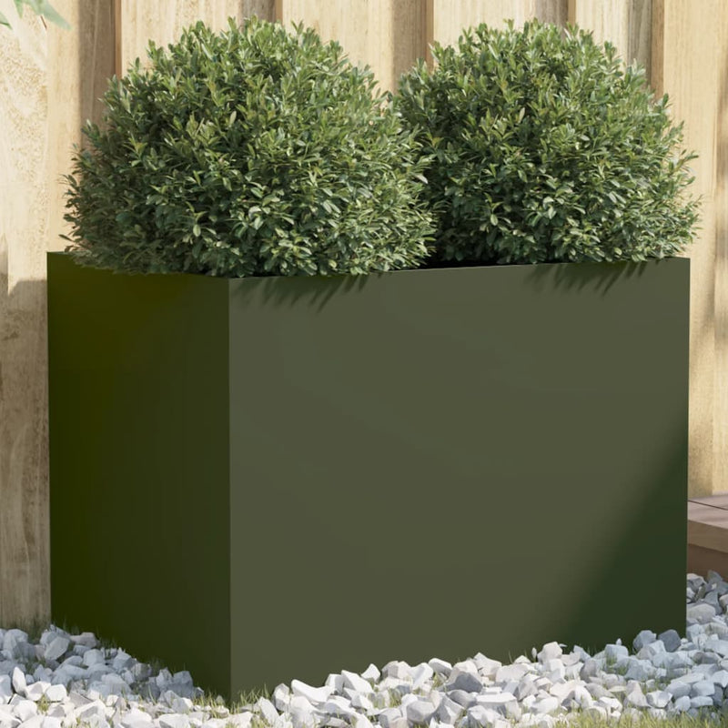 Load image into Gallery viewer, Vidaxl plantenbak 62x47x46 cm staal olijfgroen
