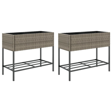 Vidaxl plantenbakken met schap 2 st 90x40x75 poly rattan grijs