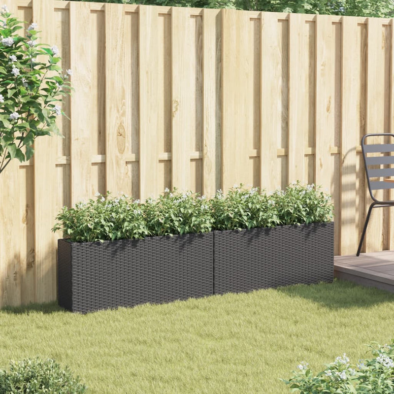 ギャラリービューアに画像をロードする, Vidaxl plantenbakken met 2 potten 2 st 90x20x40 cm poly rattan zwart
