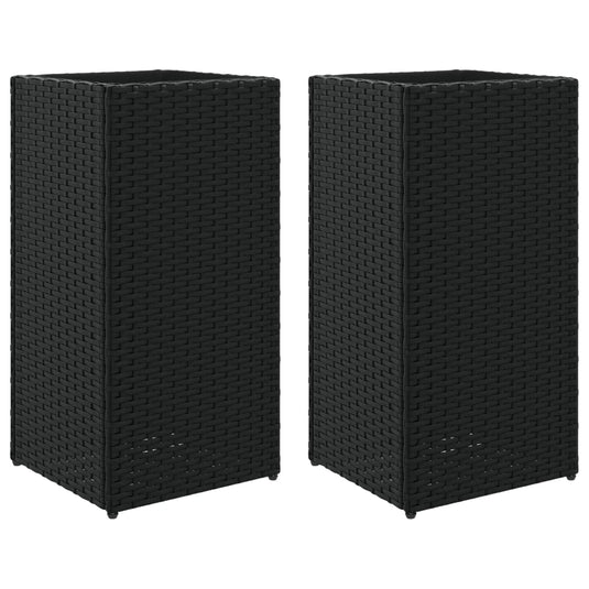 Vidaxl plantenbakken 2 st 30x30x60 cm poly rattan zwart