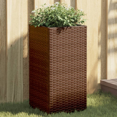 Vidaxl plantenbakken 2 st 30x30x60 cm poly rattan bruin