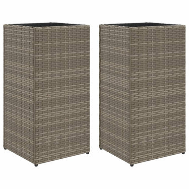 Vidaxl plantenbakken 2 st 30x30x60 cm poly rattan grijs