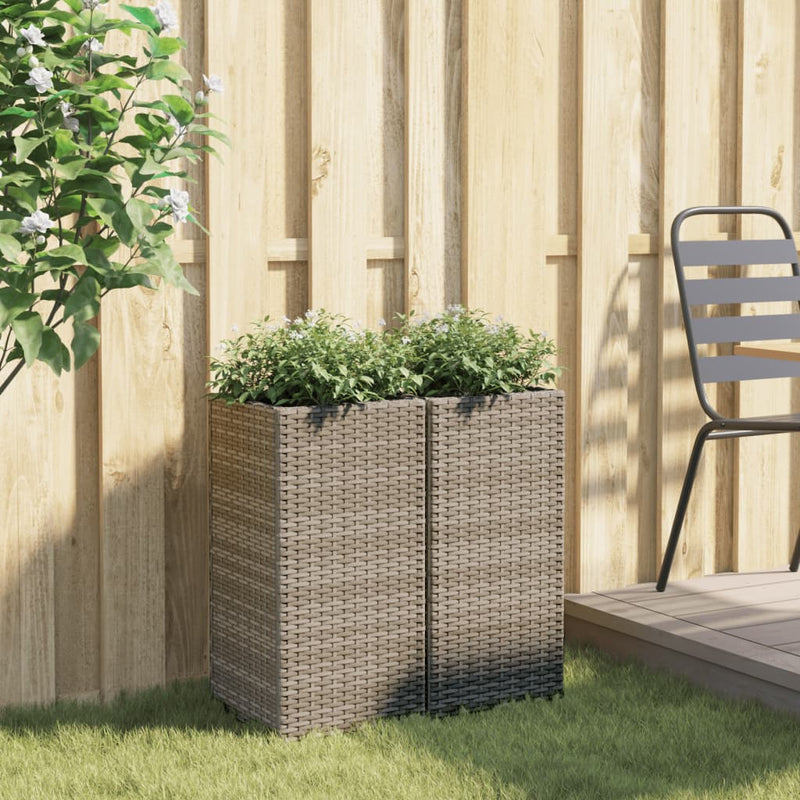 Load image into Gallery viewer, VidaXL Plantenbakken 2 st 30x30x60 cm poly rattan grijs
