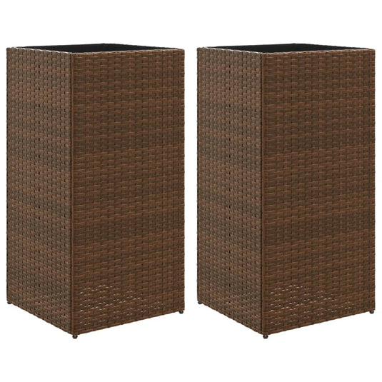 Vidaxl plantenbakken 2 st 40x40x80 cm poly rattan bruin