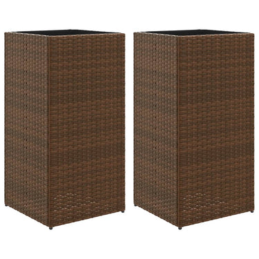 Vidaxl plantenbakken 2 st 40x40x80 cm poly rattan bruin