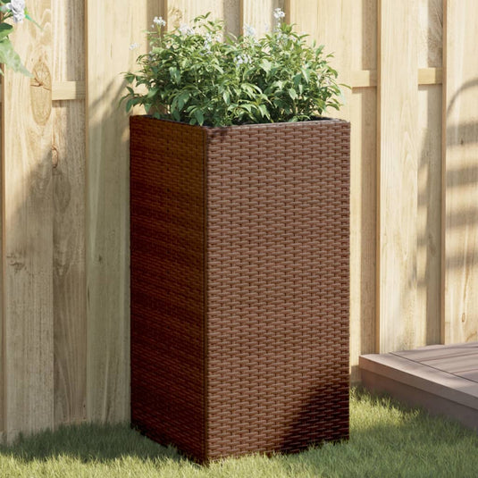 Vidaxl plantenbakken 2 st 40x40x80 cm poly rattan bruin