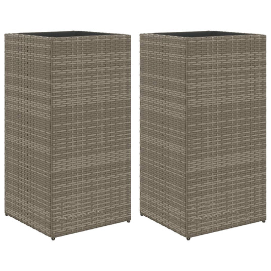 Vidaxl plantenbakken 2 st 40x40x80 cm poly rattan grijs