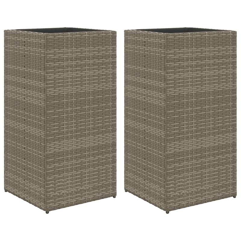 Load image into Gallery viewer, Vidaxl plantenbakken 2 st 40x40x80 cm poly rattan grijs
