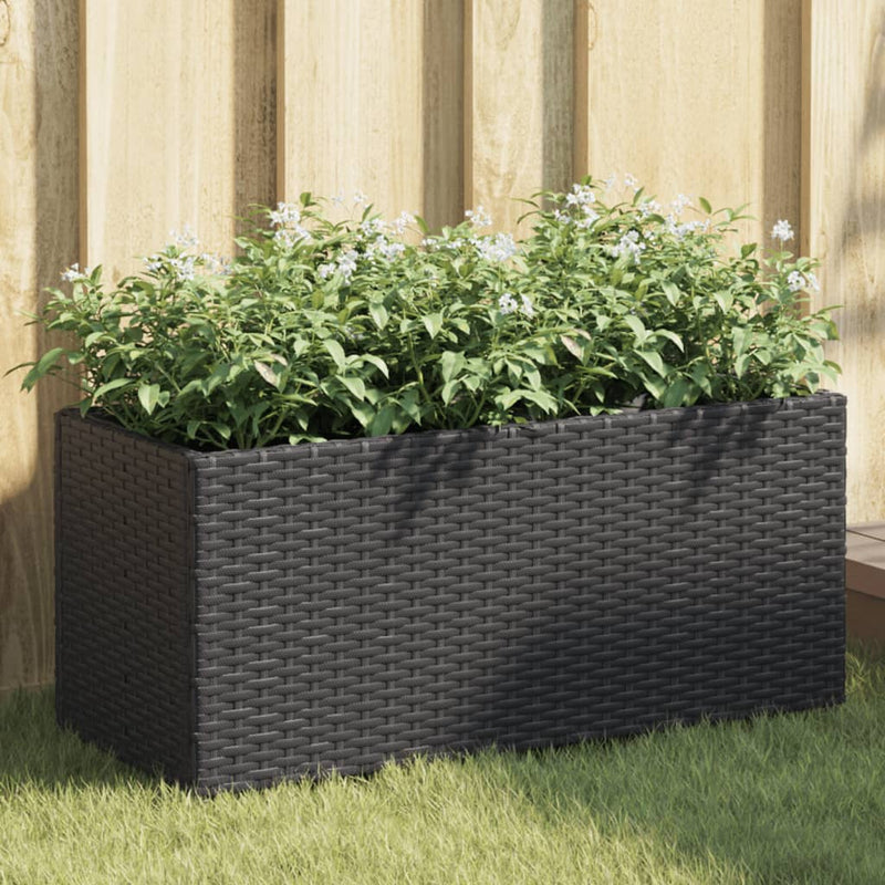 Load image into Gallery viewer, Vidaxl plantenbakken met 2 potten 2 st 72x30x32 cm poly rattan zwart
