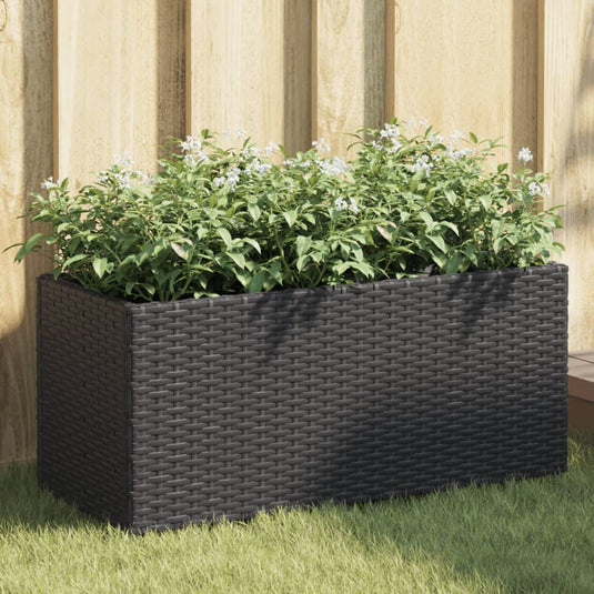 Vidaxl plantenbakken met 2 potten 2 st 72x30x32 cm poly rattan zwart