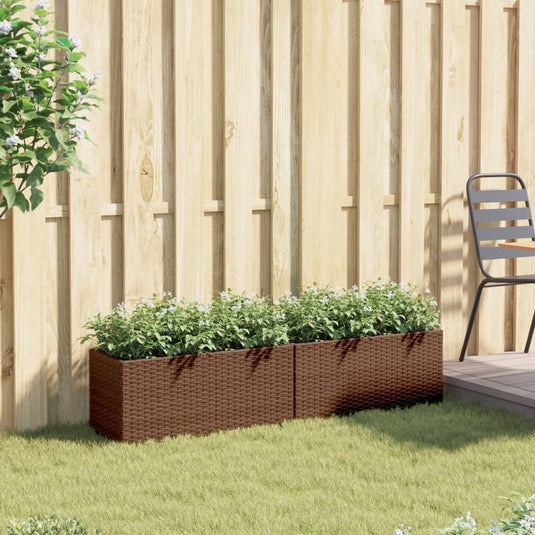 Vidaxl plantenbakken met 2 potten 2 st 72x30x32 cm poly rattan bruin