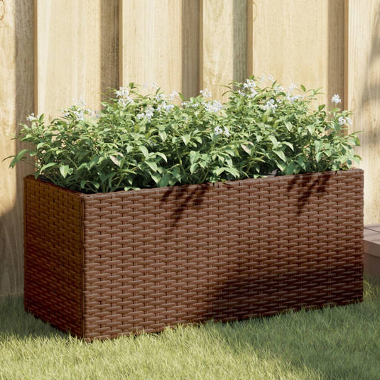 Vidaxl plantenbakken met 2 potten 2 st 72x30x32 cm poly rattan bruin