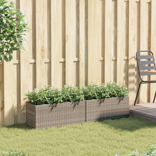 Vidaxl plantenbakken met 2 potten 2 st 72x30x32 cm poly rattan grijs