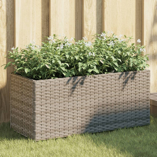 Vidaxl plantenbakken met 2 potten 2 st 72x30x32 cm poly rattan grijs