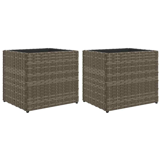 Vidaxl plantenbakken 2 st 36x30x32 cm poly rattan grijs