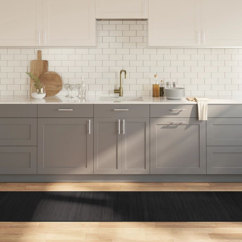 Load image into Gallery viewer, Vidaxl vloerkleed rechthoekig 70x1000 cm bamboe zwart
