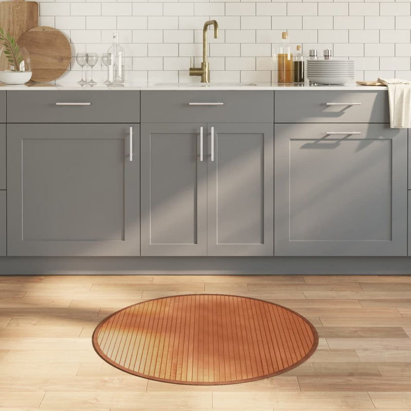 Load image into Gallery viewer, Vidaxl vloerkleed rond 80 cm bamboe bruin
