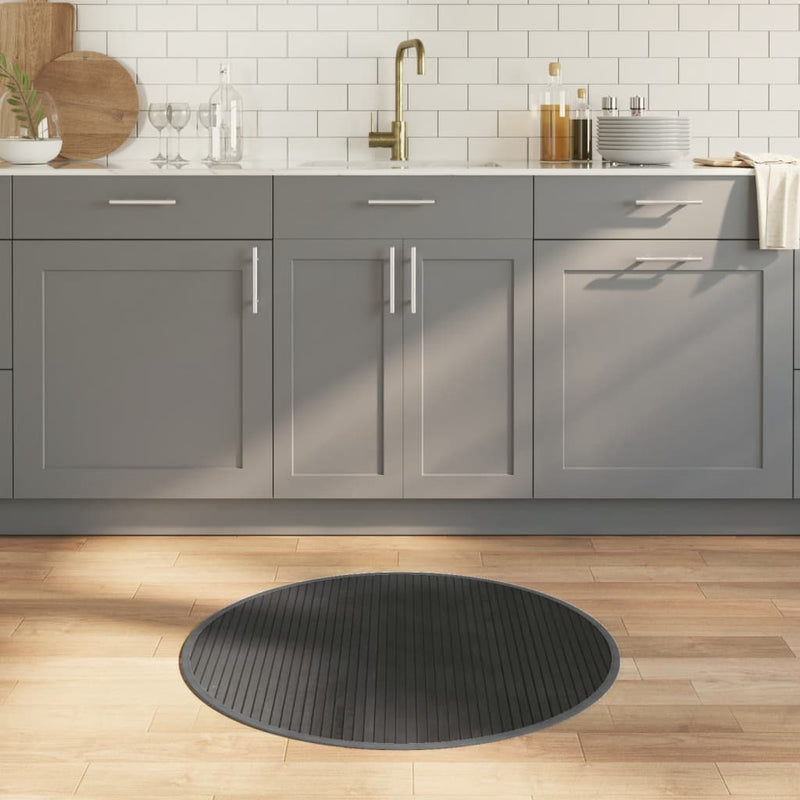 Load image into Gallery viewer, Vidaxl vloerkleed rond 80 cm bamboe grijs
