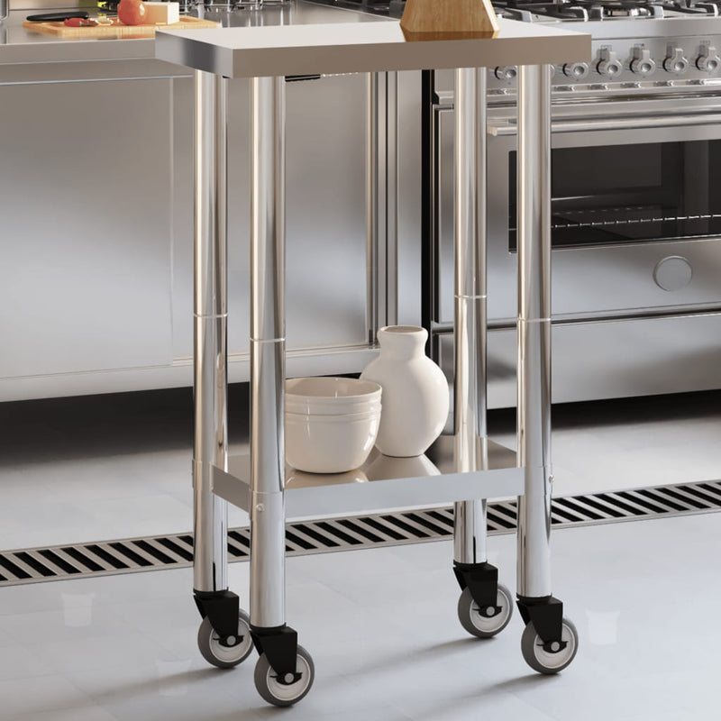 ギャラリービューアに画像をロードする, Vidaxl keukenwerktafel met wielen 55x30x85 cm roestvrij staal
