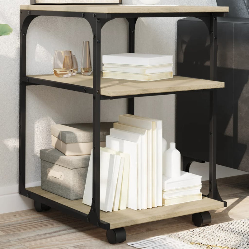 Load image into Gallery viewer, Vidaxl printerkastje 3-laags 43x48x64 cm bewerkt hout sonoma eiken
