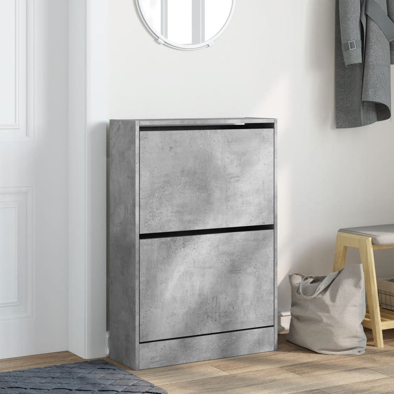 Load image into Gallery viewer, Vidaxl schoenenkast 60x21x87,5 cm bewerkt hout betongrijs
