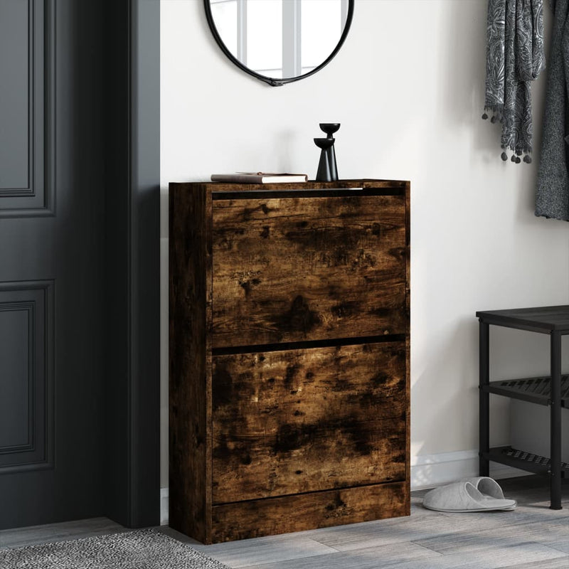 Load image into Gallery viewer, Vidaxl schoenenkast 60x21x87,5 cm bewerkt hout gerookt eikenkleurig
