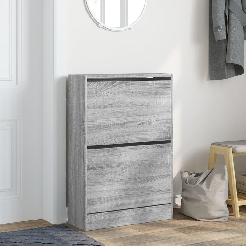Load image into Gallery viewer, Vidaxl schoenenkast 60x21x87,5 cm bewerkt hout grijs sonoma eikenkleur
