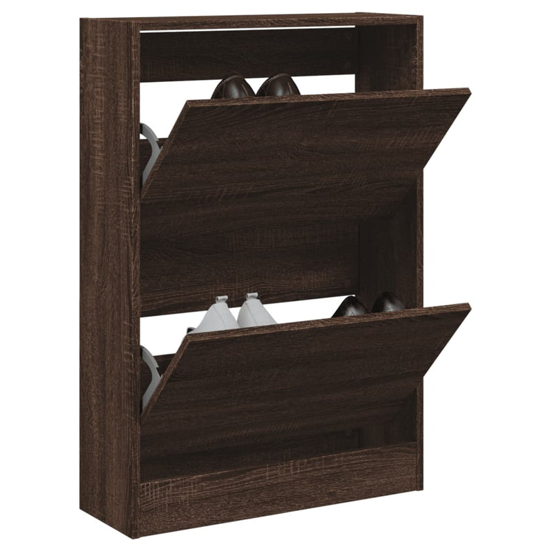 Load image into Gallery viewer, Vidaxl schoenenkast 60x21x87,5 cm bewerkt hout bruin eikenkleur
