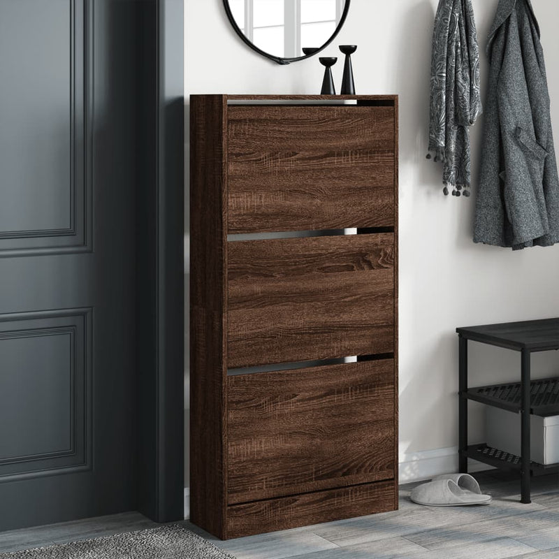 Load image into Gallery viewer, Vidaxl schoenenkast 60x21x125,5 cm bewerkt hout bruin eikenkleur
