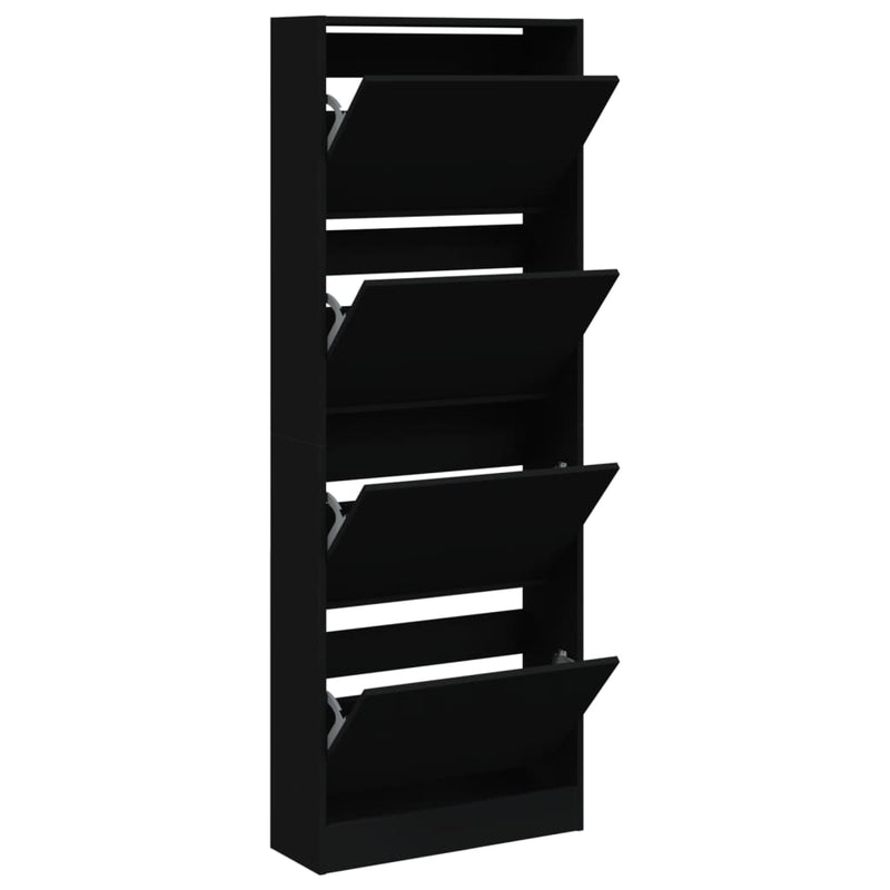 Load image into Gallery viewer, VidaXL Schoenenkast 60x21x163,5 cm bewerkt hout zwart
