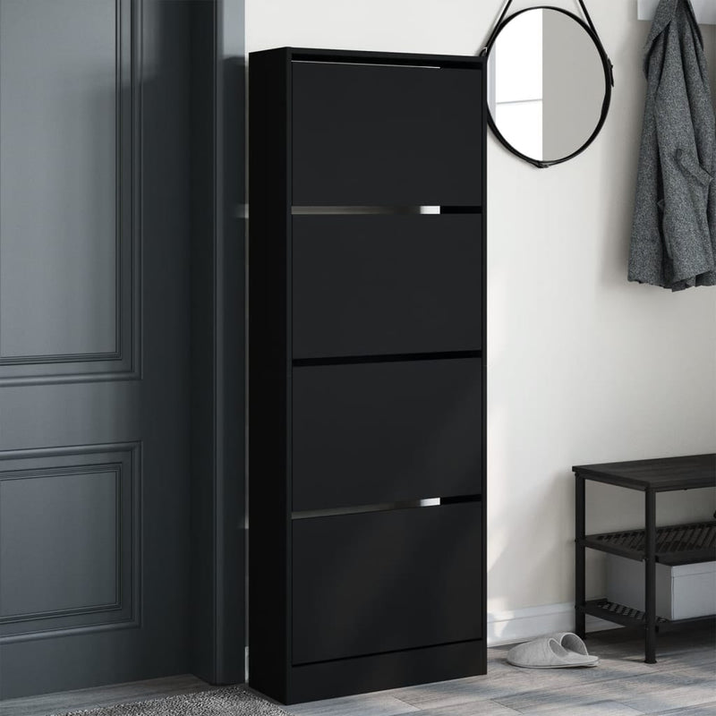 Load image into Gallery viewer, VidaXL Schoenenkast 60x21x163,5 cm bewerkt hout zwart
