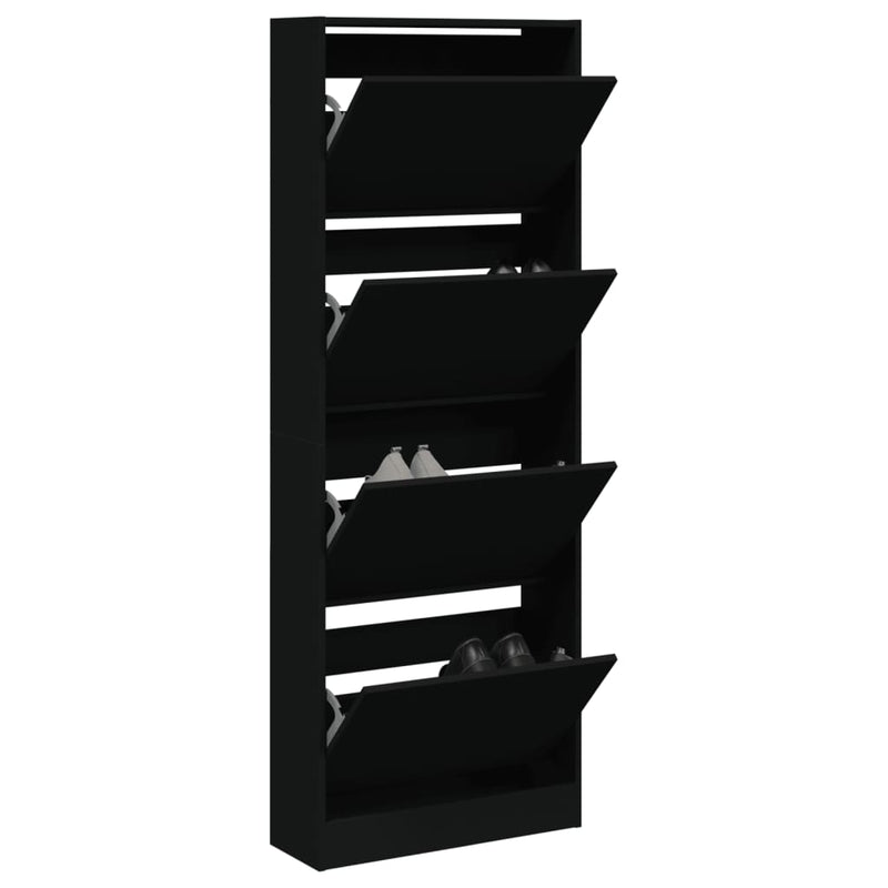 Load image into Gallery viewer, VidaXL Schoenenkast 60x21x163,5 cm bewerkt hout zwart
